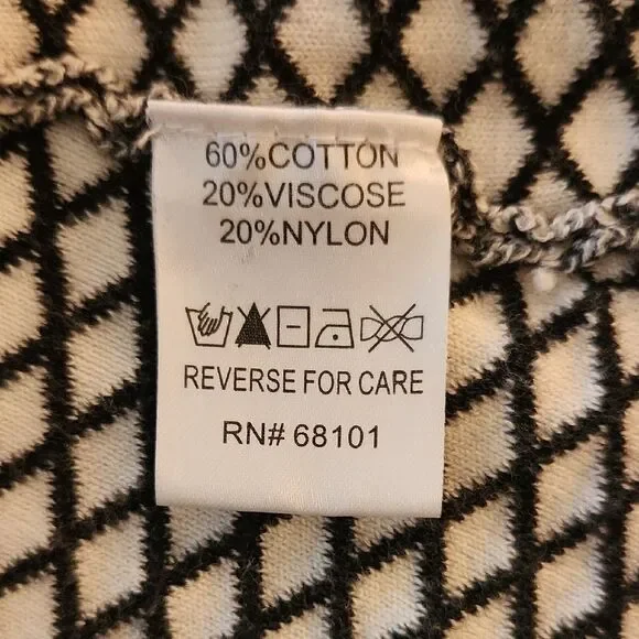 Belldini Black and White Knit Opem Cardigan Size XL - Picture 5 of 6